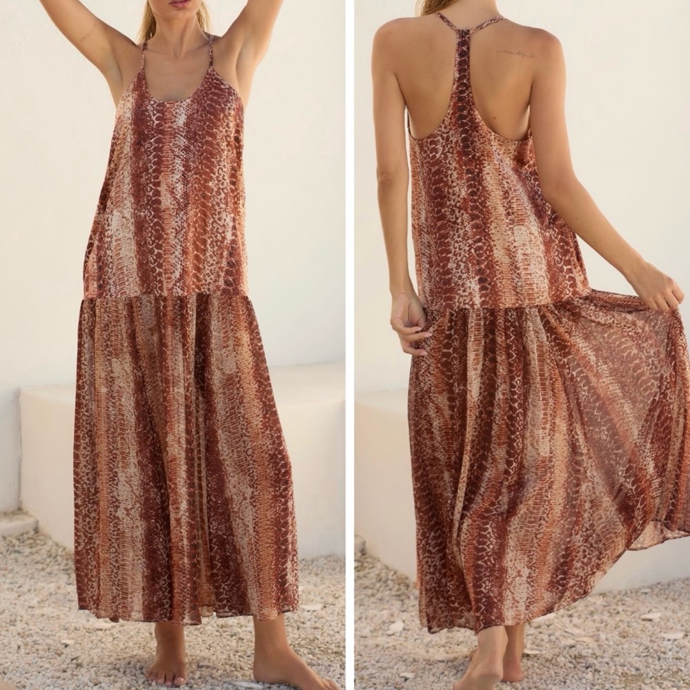 Anthropologie Sleeveless Sheer Maxi Dress, Size XXS